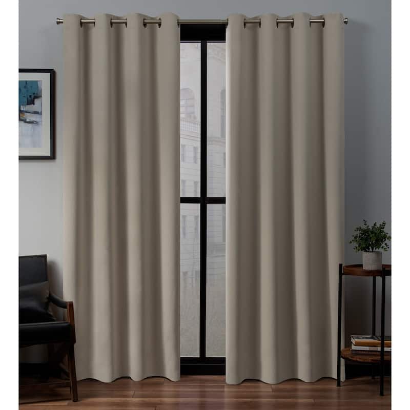 Porch & Den Boosalis Sateen Twill Blackout Curtain Panel Pair - 52" W X 108" L - Stone