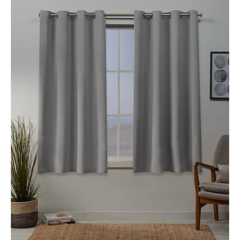 Porch & Den Boosalis Sateen Twill Blackout Curtain Panel Pair - 52" W X 63" L - veridian grey