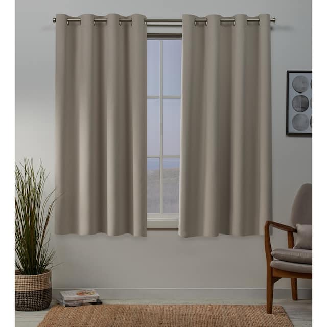 Porch & Den Boosalis Sateen Twill Blackout Curtain Panel Pair - 52" W X 63" L - Stone