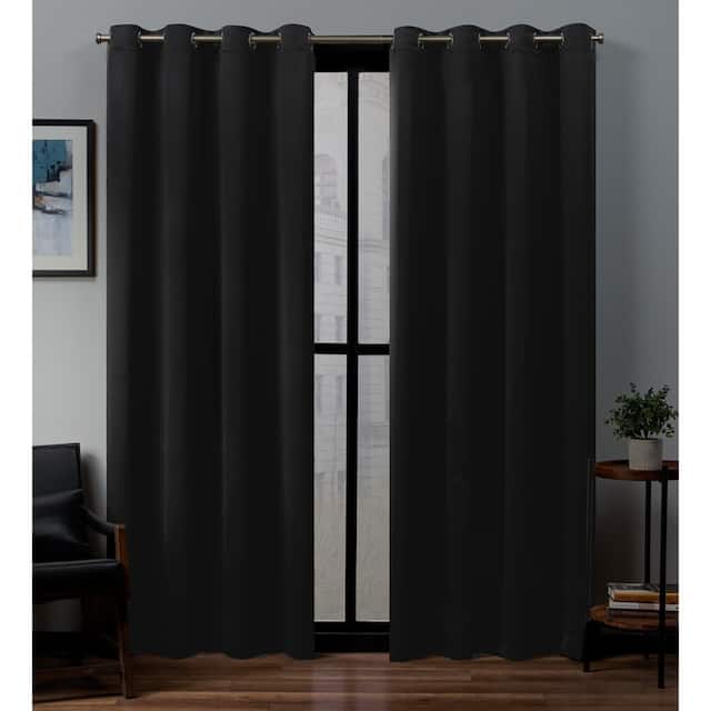 Porch & Den Boosalis Sateen Twill Blackout Curtain Panel Pair - 52" W X 84" L - Black