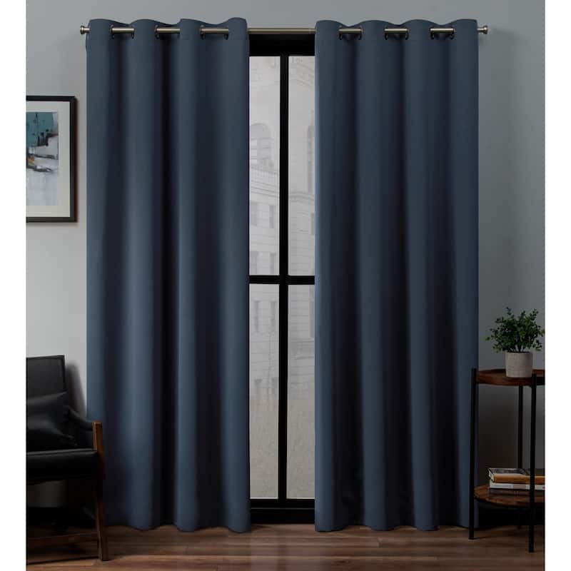 Porch & Den Boosalis Sateen Twill Blackout Curtain Panel Pair - 52" W X 108" L - vintage indigo