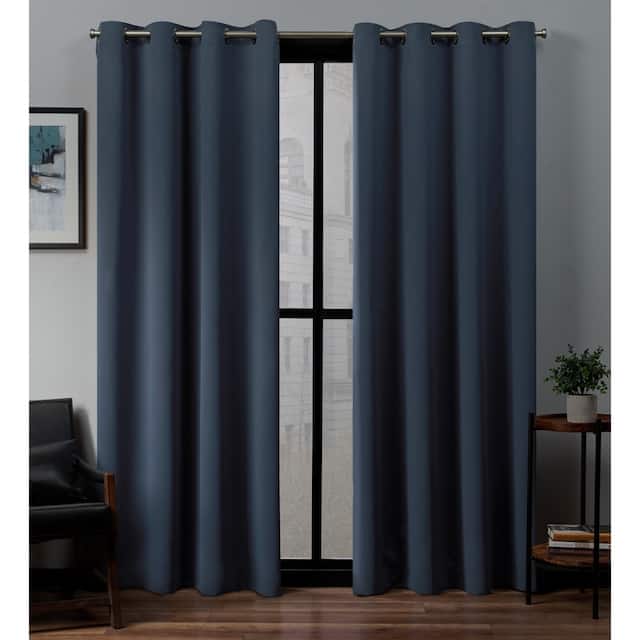 Porch & Den Boosalis Sateen Twill Blackout Curtain Panel Pair - 108 Inches - vintage indigo