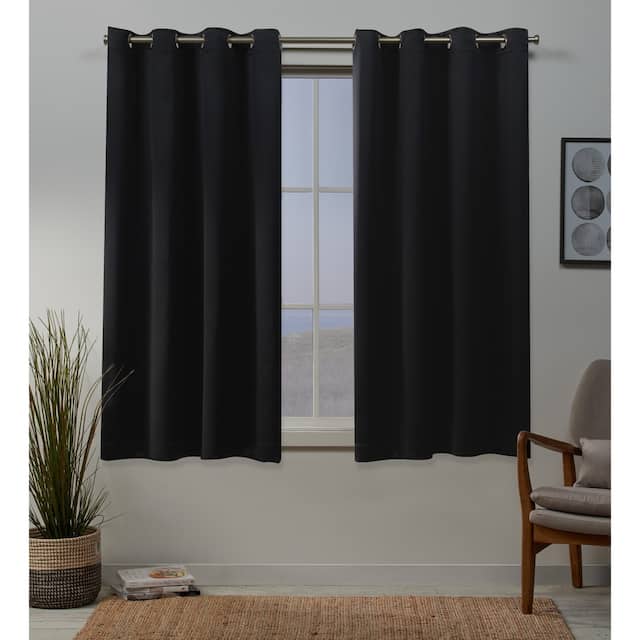 Porch & Den Boosalis Sateen Twill Blackout Curtain Panel Pair - 52" W X 63" L - Black