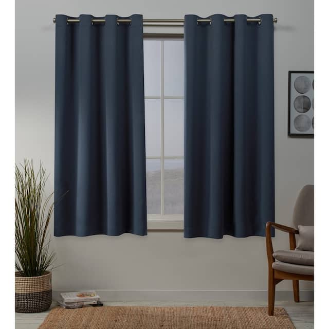Porch & Den Boosalis Sateen Twill Blackout Curtain Panel Pair - 63 Inches - vintage indigo