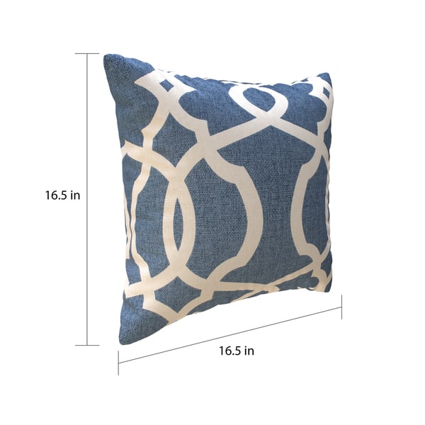 Copper Grove Kalamoir Lattice Damask Blue 16.5-inch Throw Pillow