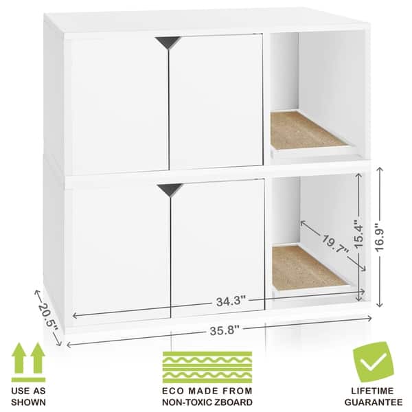 Eco Modern Double Cat Litter Box Furniture White Lifetime Cat Litter Box Furniture