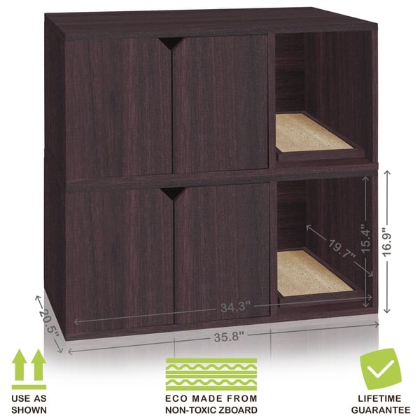 Eco Modern Double Cat Litter Box Furniture Espresso Lifetime Eco Modern Double Cat Litter Box