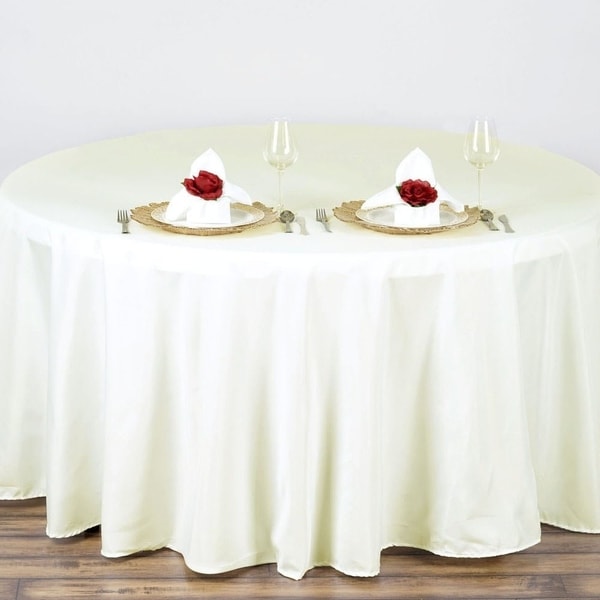 Shop 90 Round Polyester Tablecloth Wedding Party Ivory On Sale