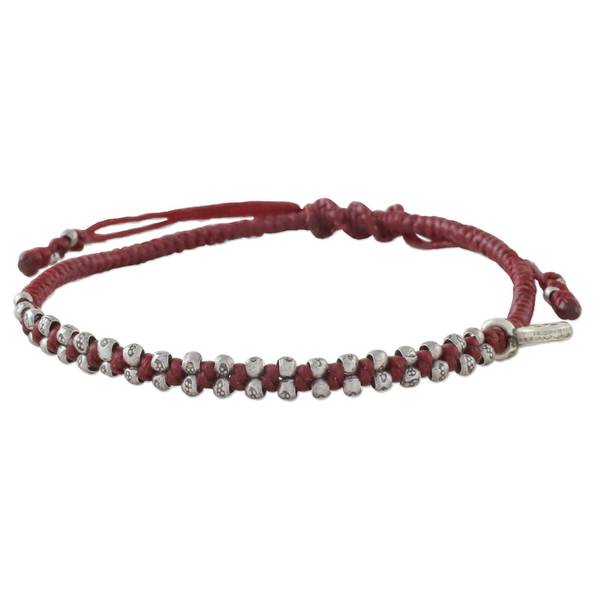 Handmade Silver 'Bohemian Life in Crimson' Bracelet (Thailand) - Red