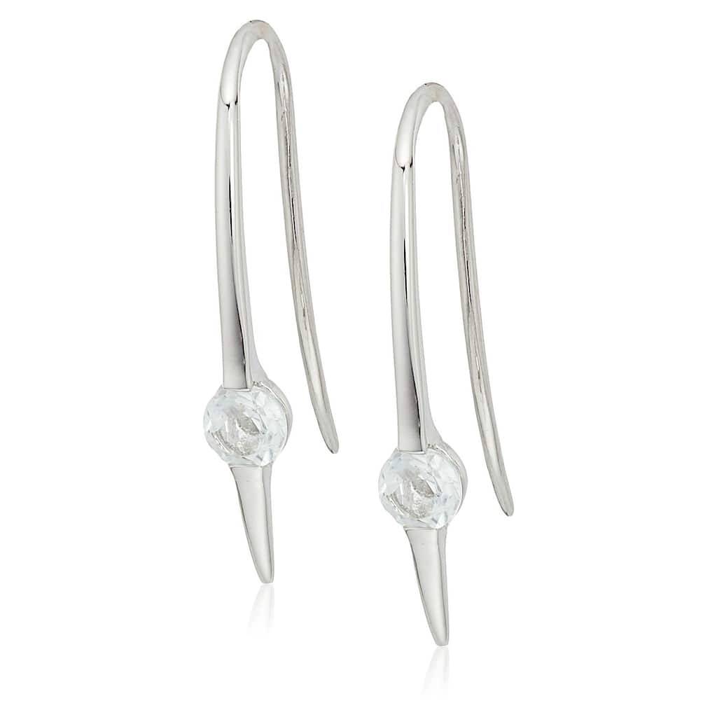 Sterling Silver White Topaz Wire Drop Earrings