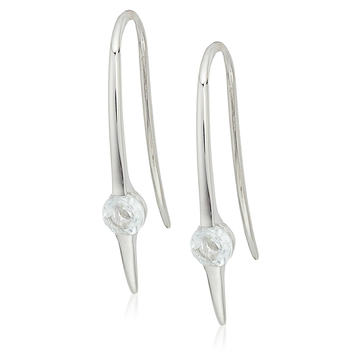 Pinctore Sterling Silver White Topaz Wire Drop Earrings