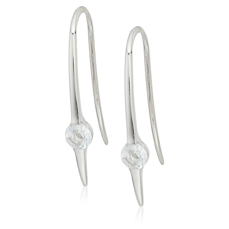 Sterling Silver White Topaz Wire Drop Earrings