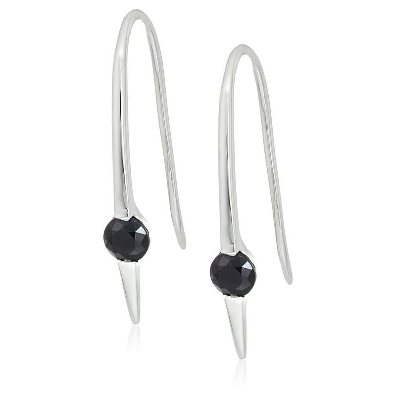 Sterling Silver Black Spinel Wire Drop Earrings