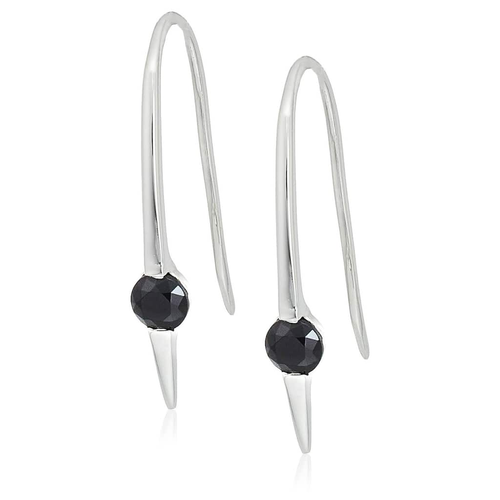 Sterling Silver Black Spinel Wire Drop Earrings