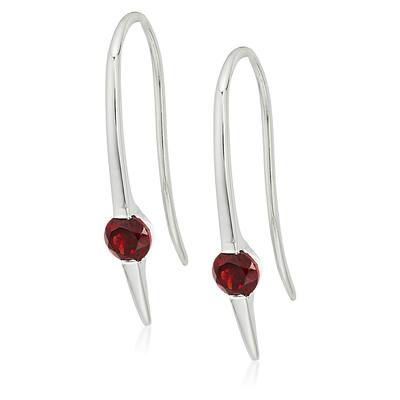 Sterling Silver Red garnet Wire Drop Earrings