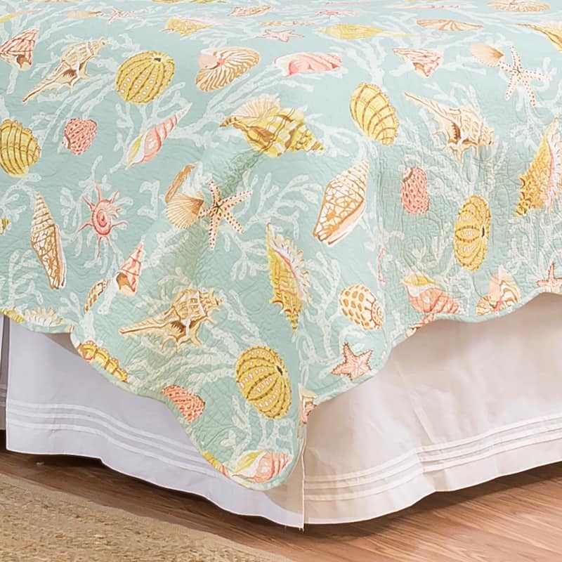St. Martin Blue Cotton Coastal Quilt Set