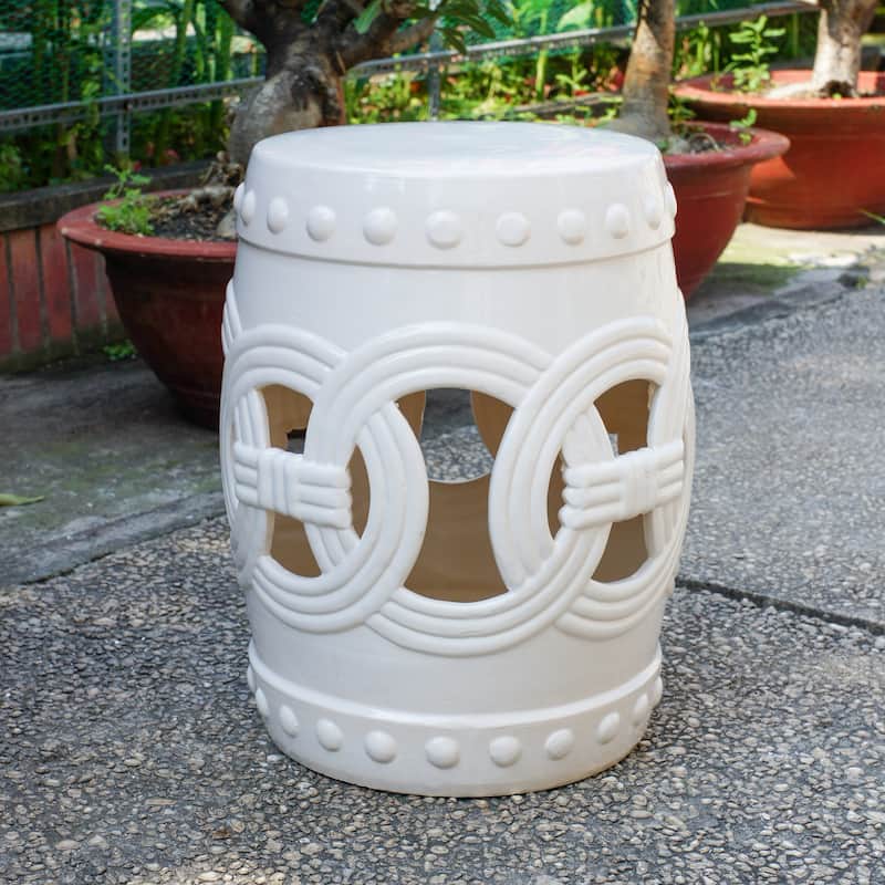 Infiniti Feng-Shui Ceramic Garden Stool - Antique White