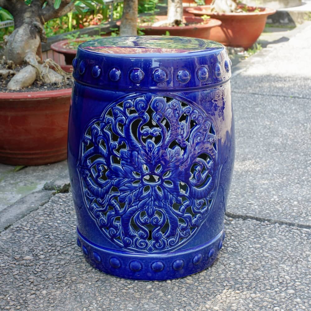 Isfahani Ceramic Ceramic Garden Stool