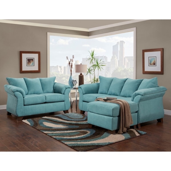 Norris Sensations Capri Microfiber Pillow Back Sofa W Chaise Norris Sensations Capri Microfiber Pillow Back Sofa W Chaise And Loveseat Set