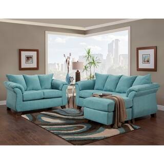 Microfiber Living Room Furniture Sets Online At Norris Sensations Capri Microfiber Pillow Back Sofa W Chaise And Loveseat Set