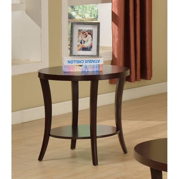 Perth Espresso Round End Table With Shelf Free Perth Espresso Round End Table With Shelf Free