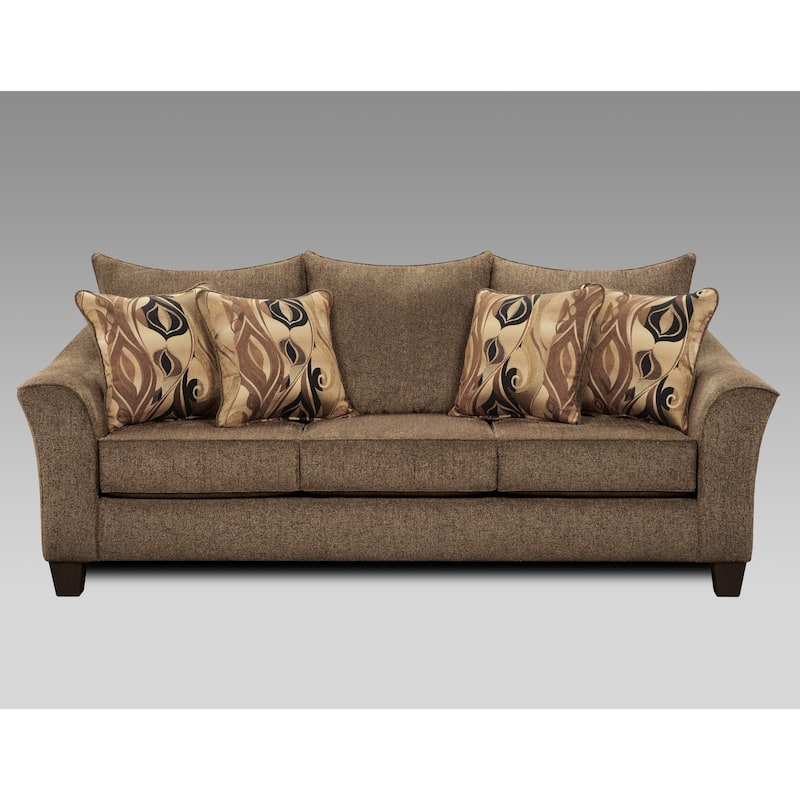 Roundhill Furniture Camero Fabric Pillowback Sofa - Chocolate