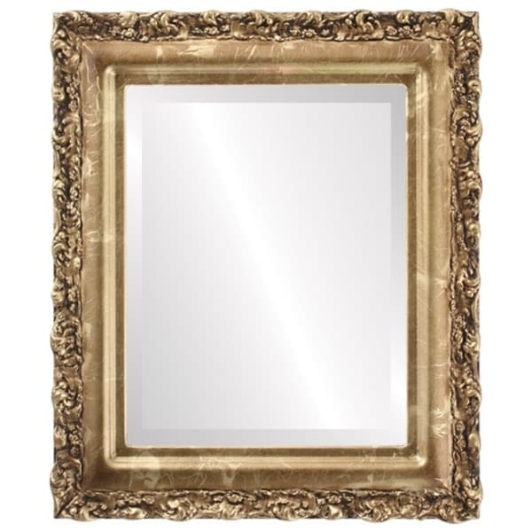 Venice Framed Round Mirror in Champagne Gold - Antique Gold
