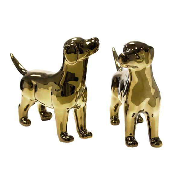 Shop Sagebrook Home S 2 Ceramic Dog Figurines Gold Free