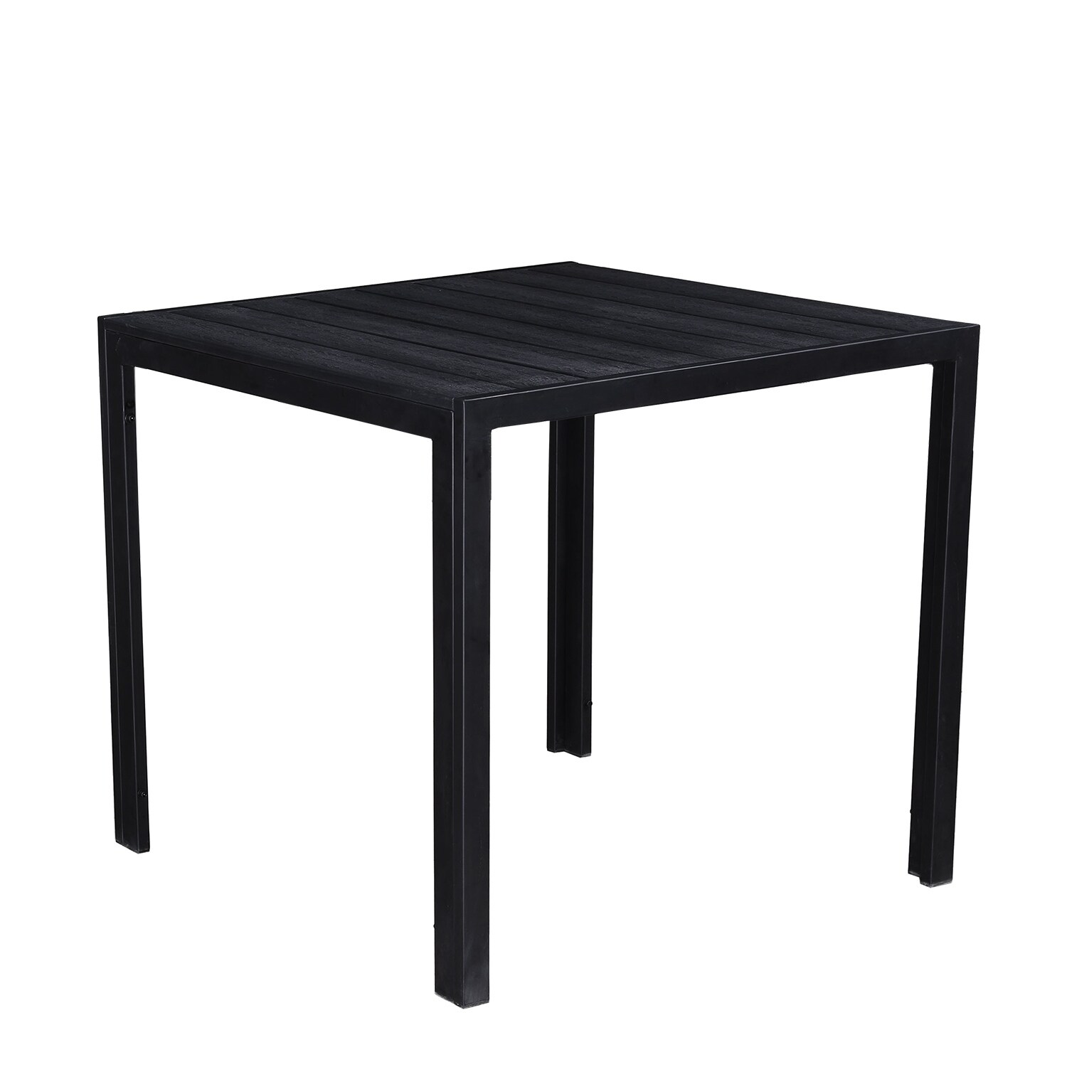 Indoor And Outdoor Square Faux Wood Slatted 32 Inch Steel Dining Table Overstock 20227835