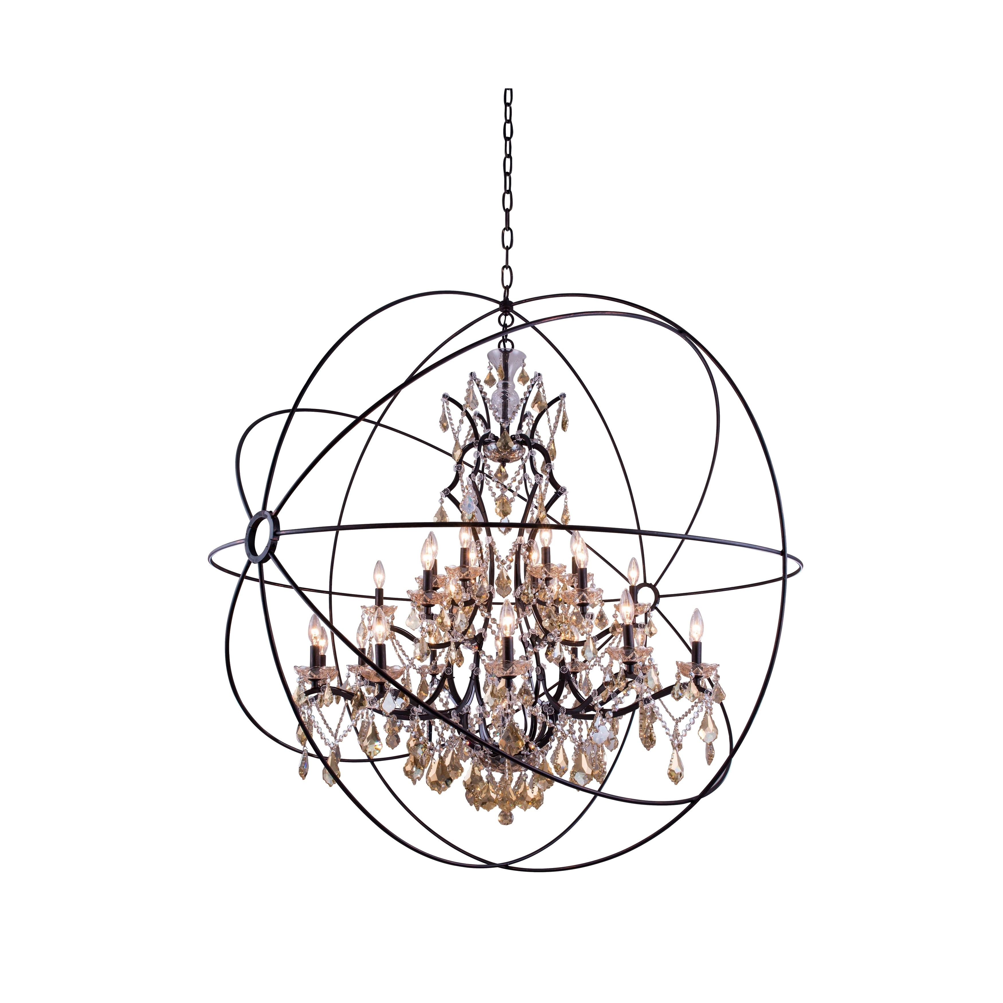 Royce Edge 25 light Dark Bronze Chandelier - dark bronze royal cut golden teak (smoky) crystals - Chandeliers For Bedrooms by Overstock.com