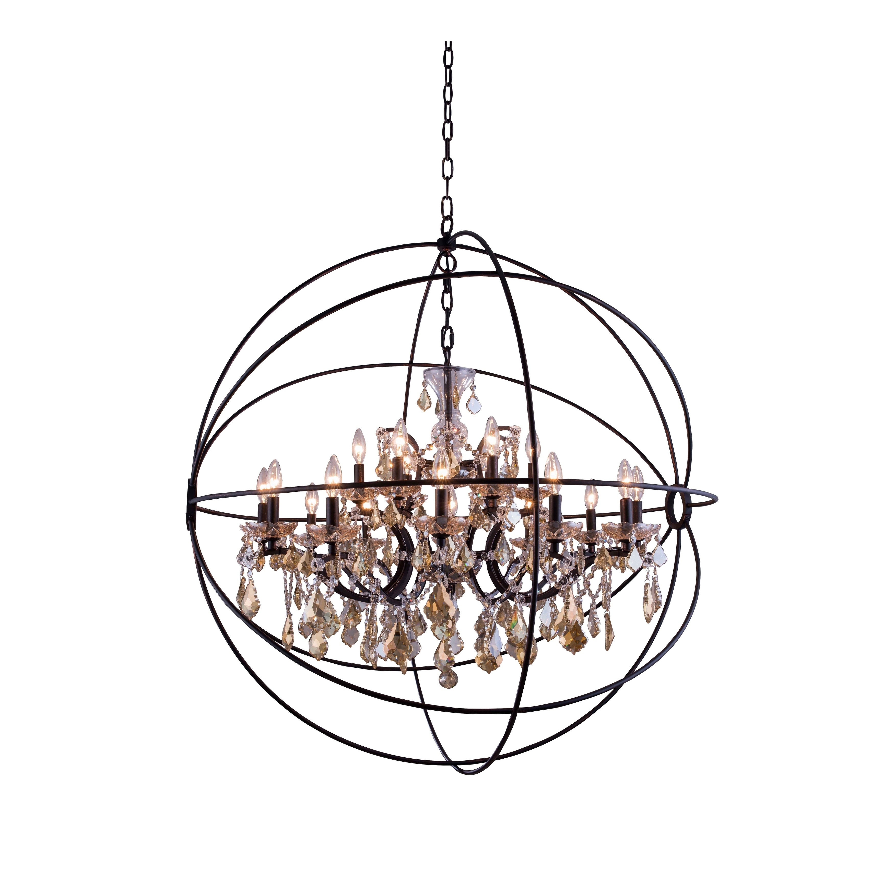 Royce Edge 18 light Dark Bronze Chandelier - dark bronze royal cut golden teak (smoky) crystals - Chandeliers For Bedrooms by Overstock.com