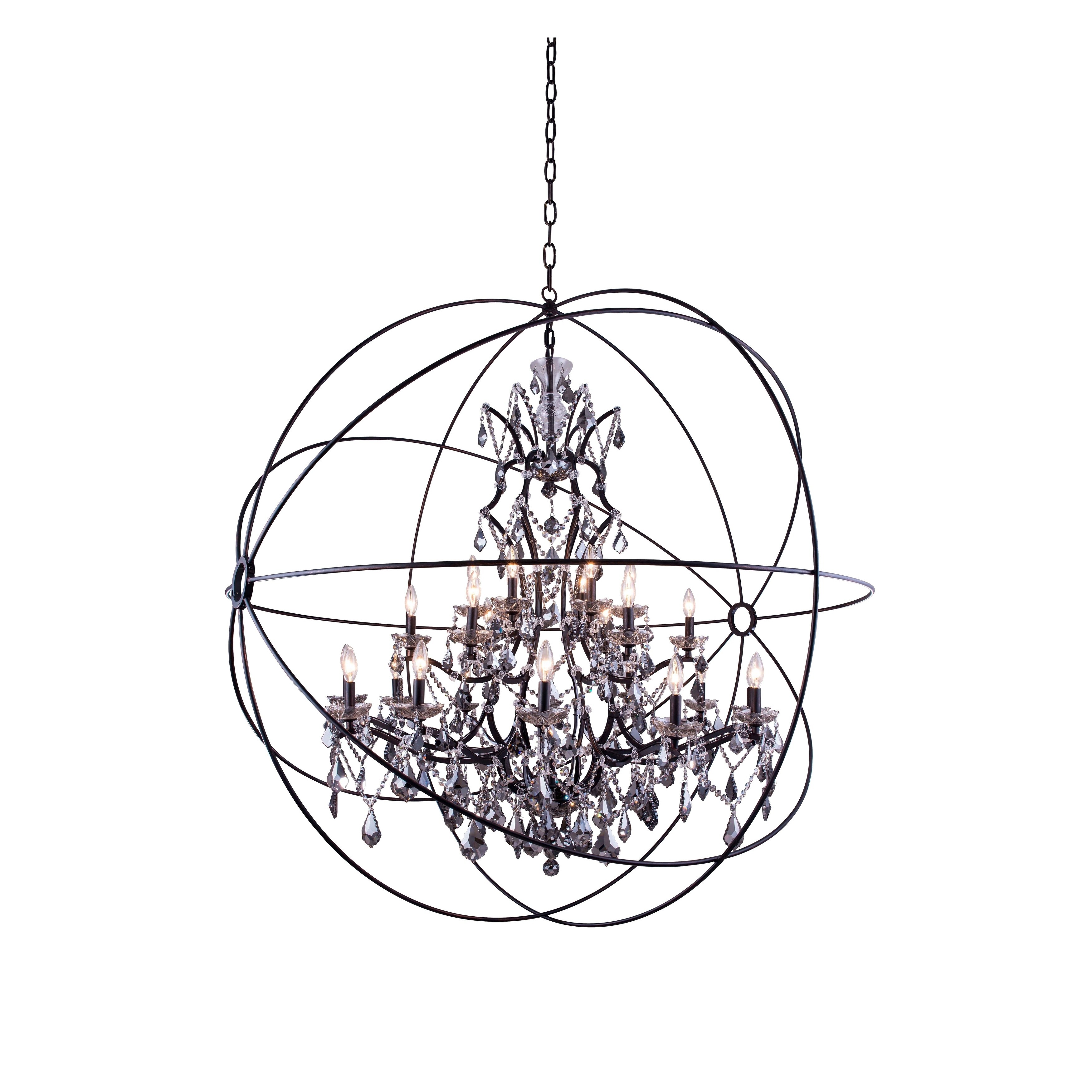 Royce Edge 25 light Dark Bronze Chandelier - dark bronze royal cut silver shade (grey) crystals - Chandeliers For Bedrooms by Overstock.com