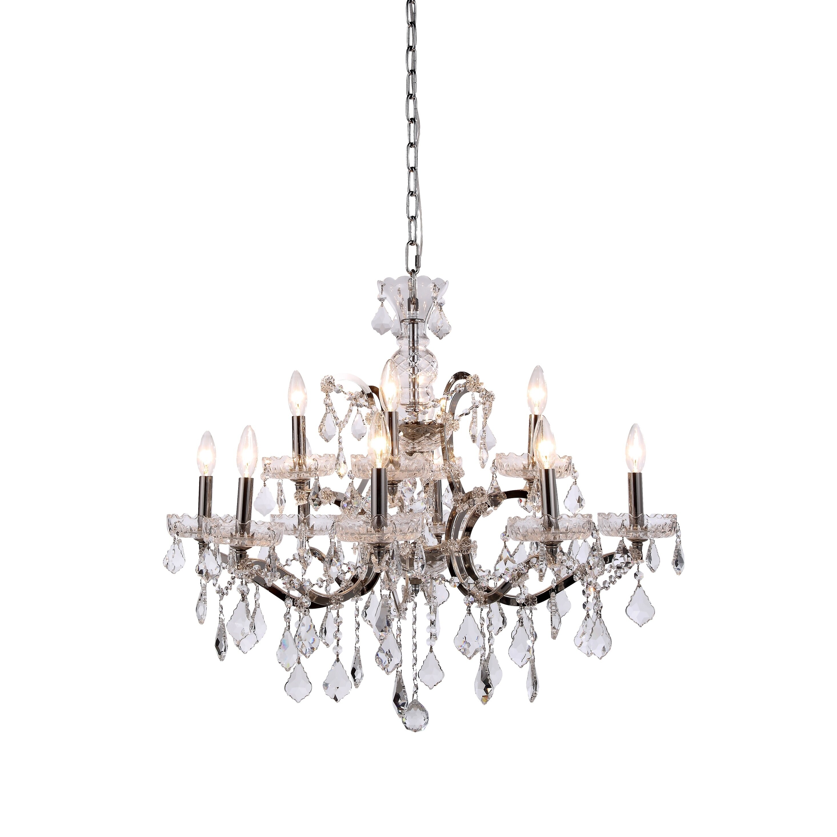 Royce Edge 12-Light Polished Nickel Chandelier (polished nickel (royal cut clear crystals)) - Chandeliers For Bedrooms by Overstock.com