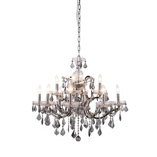 Royce Edge 12-Light Polished Nickel Chandelier (polished nickel (royal cut silver shade crystals)) - Chandeliers For Bedrooms by Overstock.com