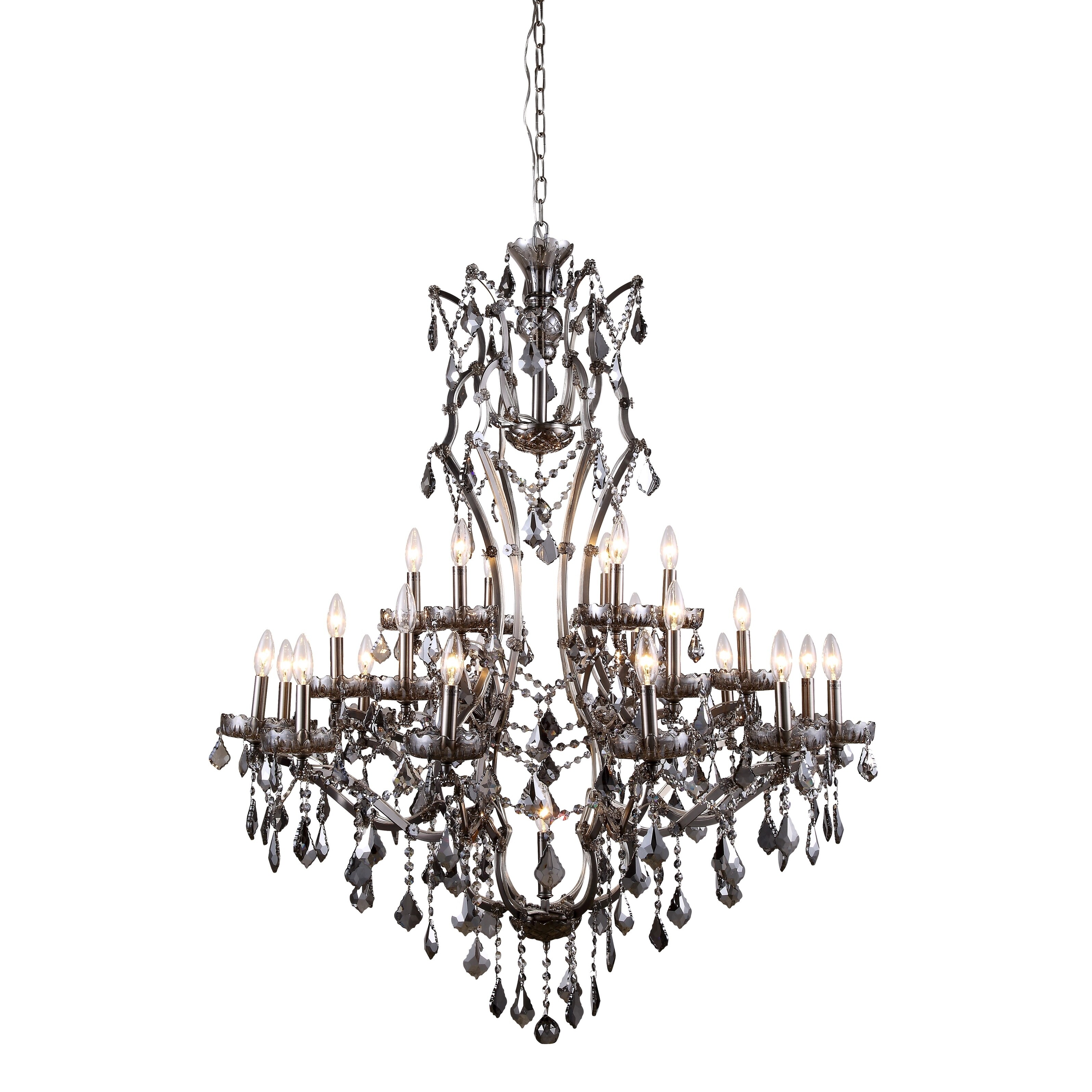 Royce Edge 25 light Raw Steel Chandelier - raw steel royal cut silver shade (grey) crystals - Chandeliers For Bedrooms by Overstock.com