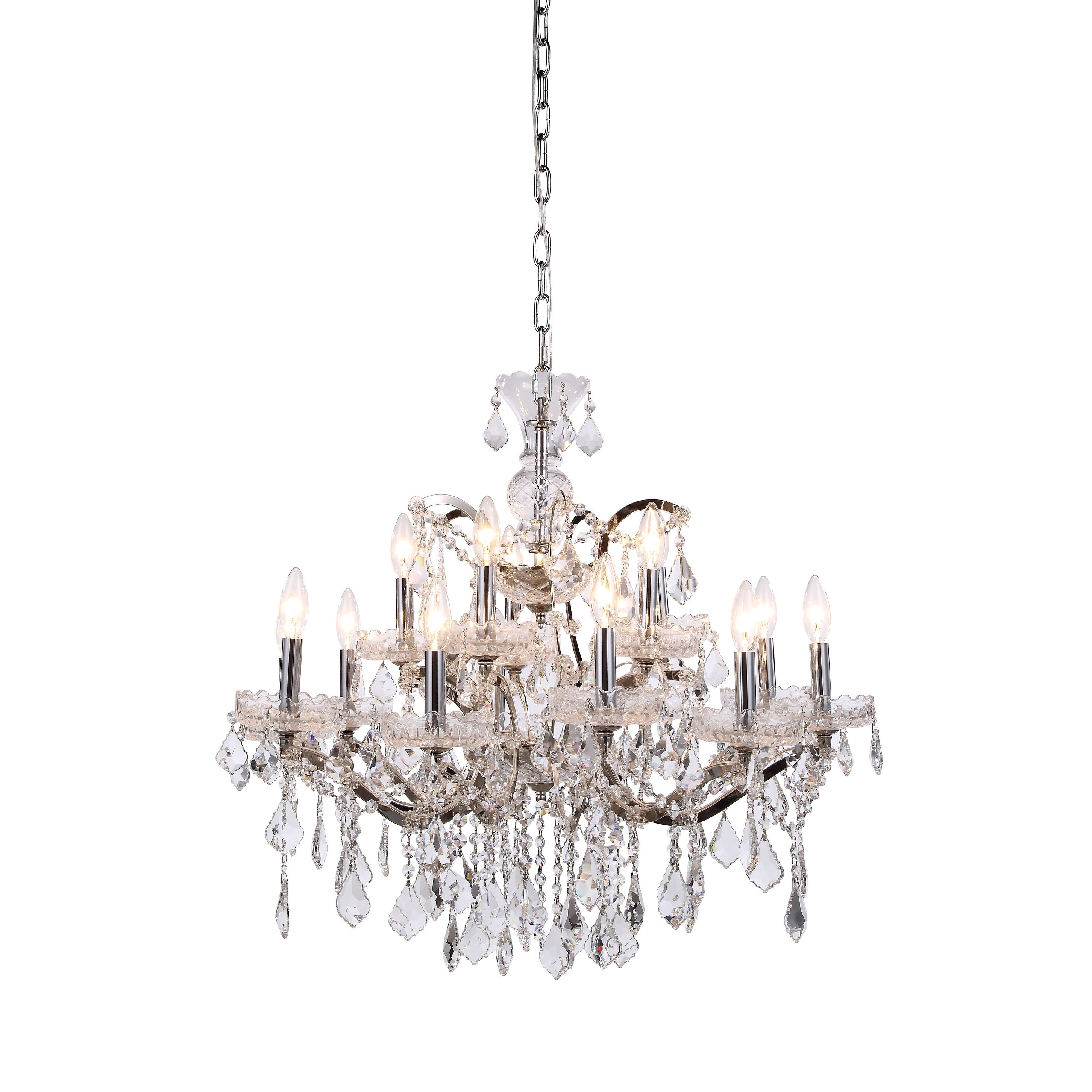 Royce Edge 15-Light Polished Nickel Chandelier (polished nickel (royal cut clear crystals)) - Chandeliers For Bedrooms by Overstock.com