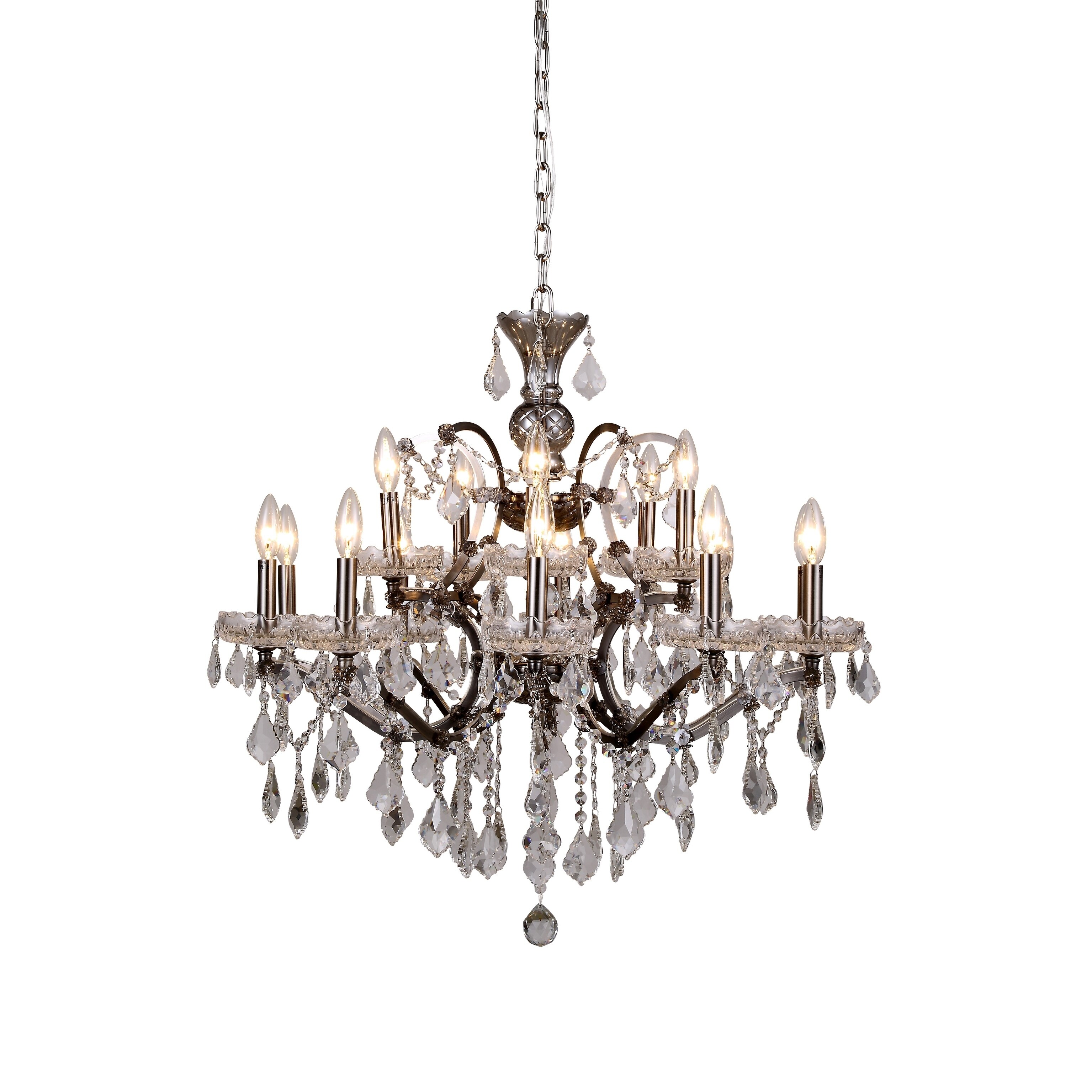 Royce Edge 15-Light Raw Steel Chandelier (raw steel (royal cut clear crystals)) - Chandeliers For Bedrooms by Overstock.com