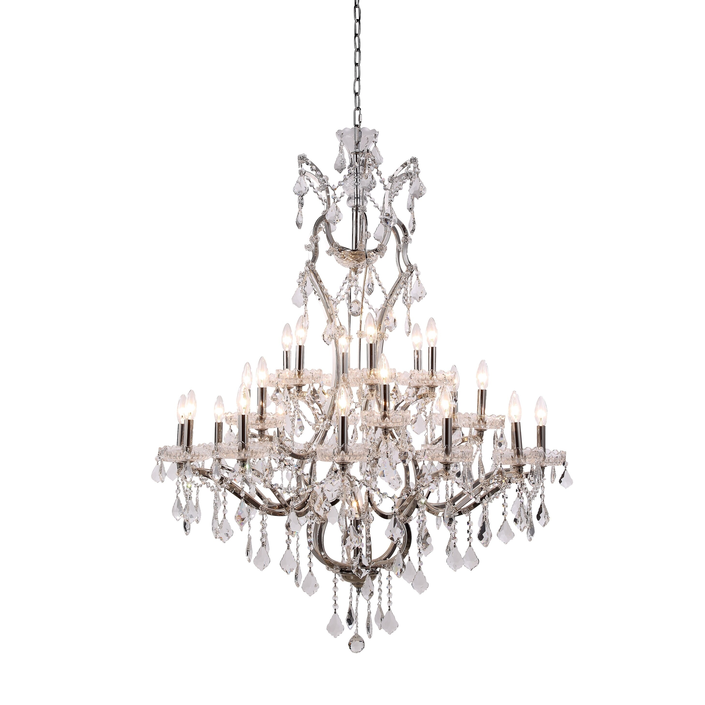 Royce Edge 25-Light Polished Nickel Chandelier (polished nickel (royal cut clear crystals)) - Chandeliers For Bedrooms by Overstock.com