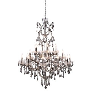 Royce Edge 25-Light Polished Nickel Chandelier (polished nickel (royal cut silver shade crystals)) - Chandeliers For Bedrooms by Overstock.com