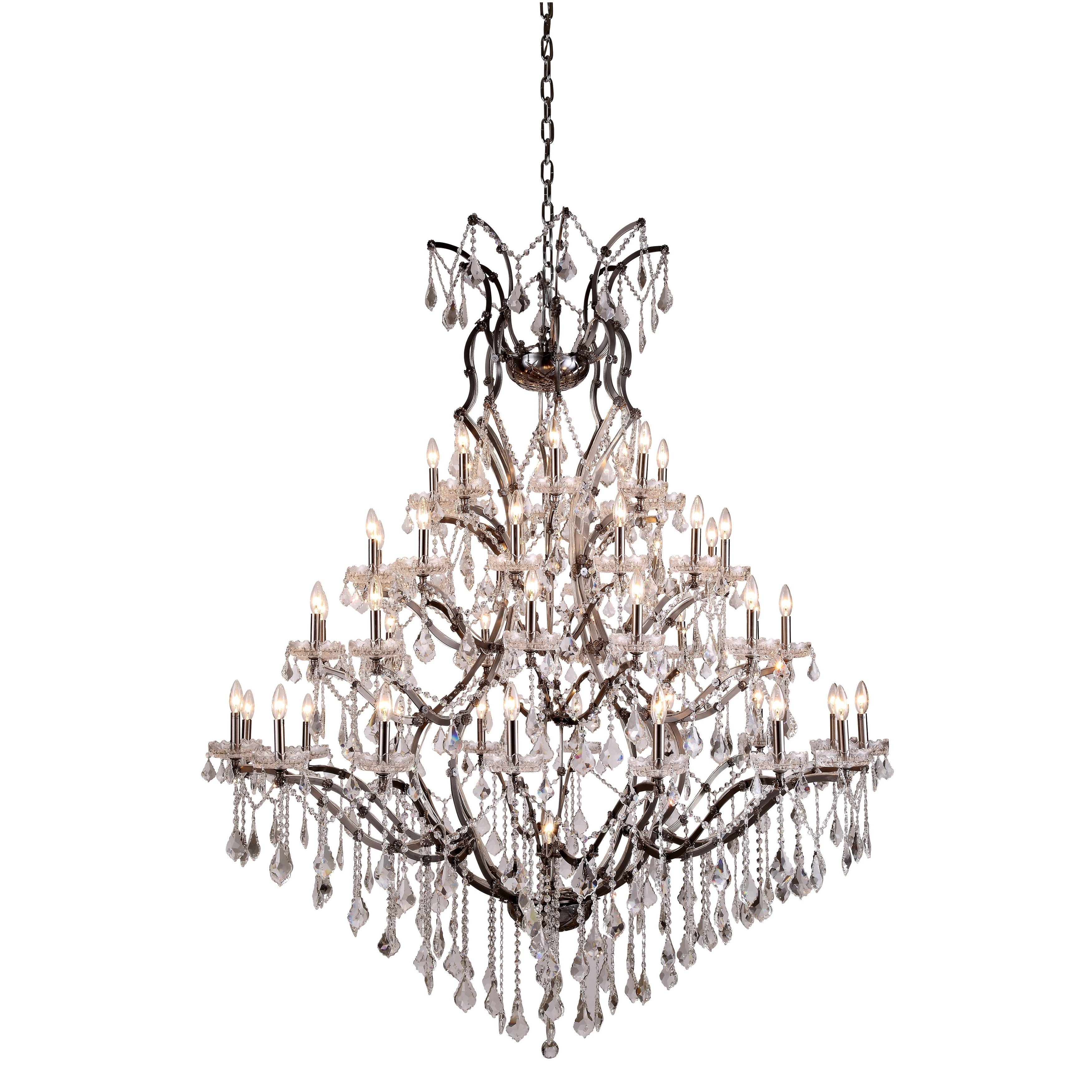 Royce Edge 49-Light Raw Steel Chandelier - raw steel (royal cut clear crystals) (raw steel (royal cut clear crystals)) - Chandeliers For Bedrooms by Overstock.com