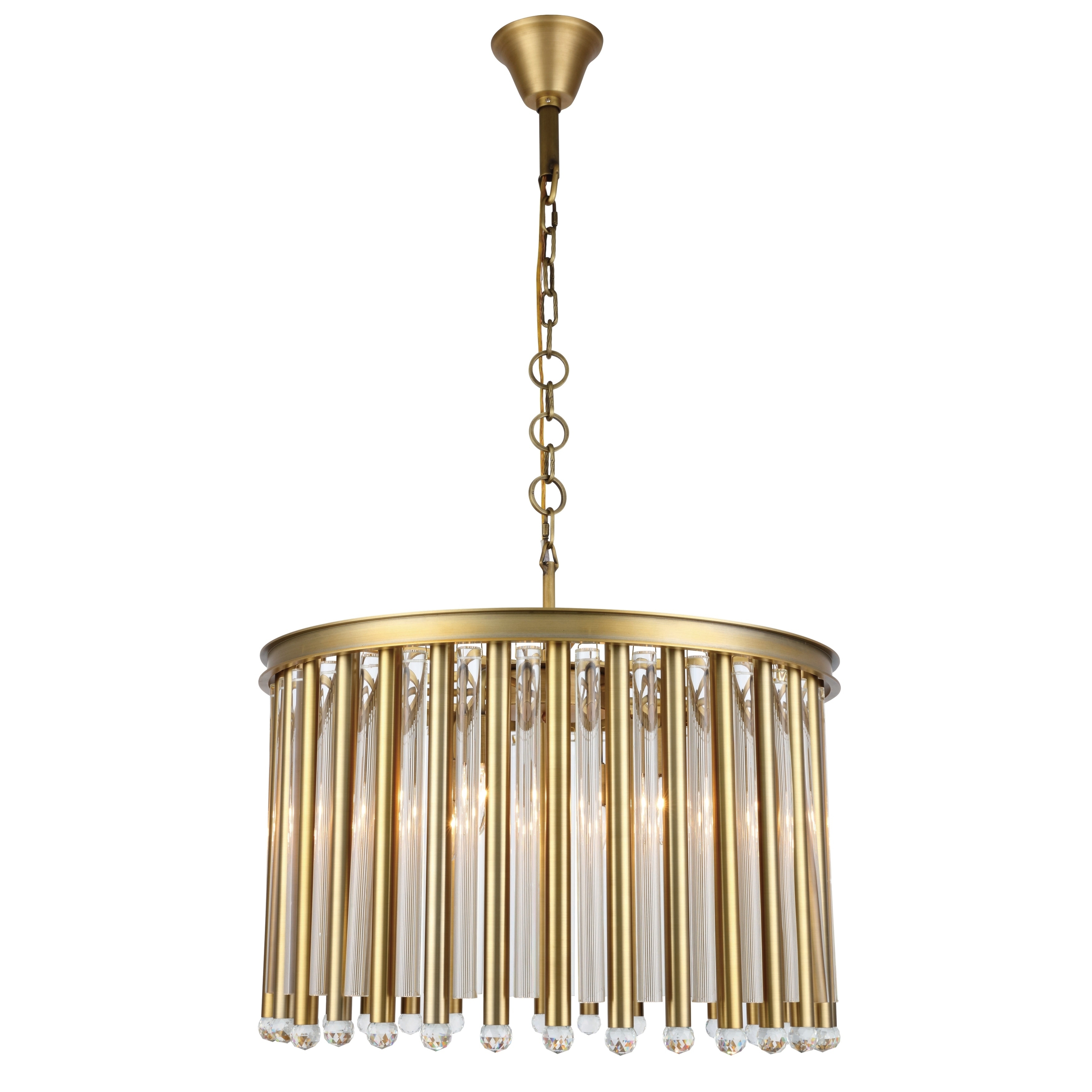 Royce Edge 6-Light Burnished Brass Chandelier - burnished brass (royal cut clear crystals) (burnished brass (royal cut clear crystals)) - Chandeliers For Bedrooms by Overstock.com