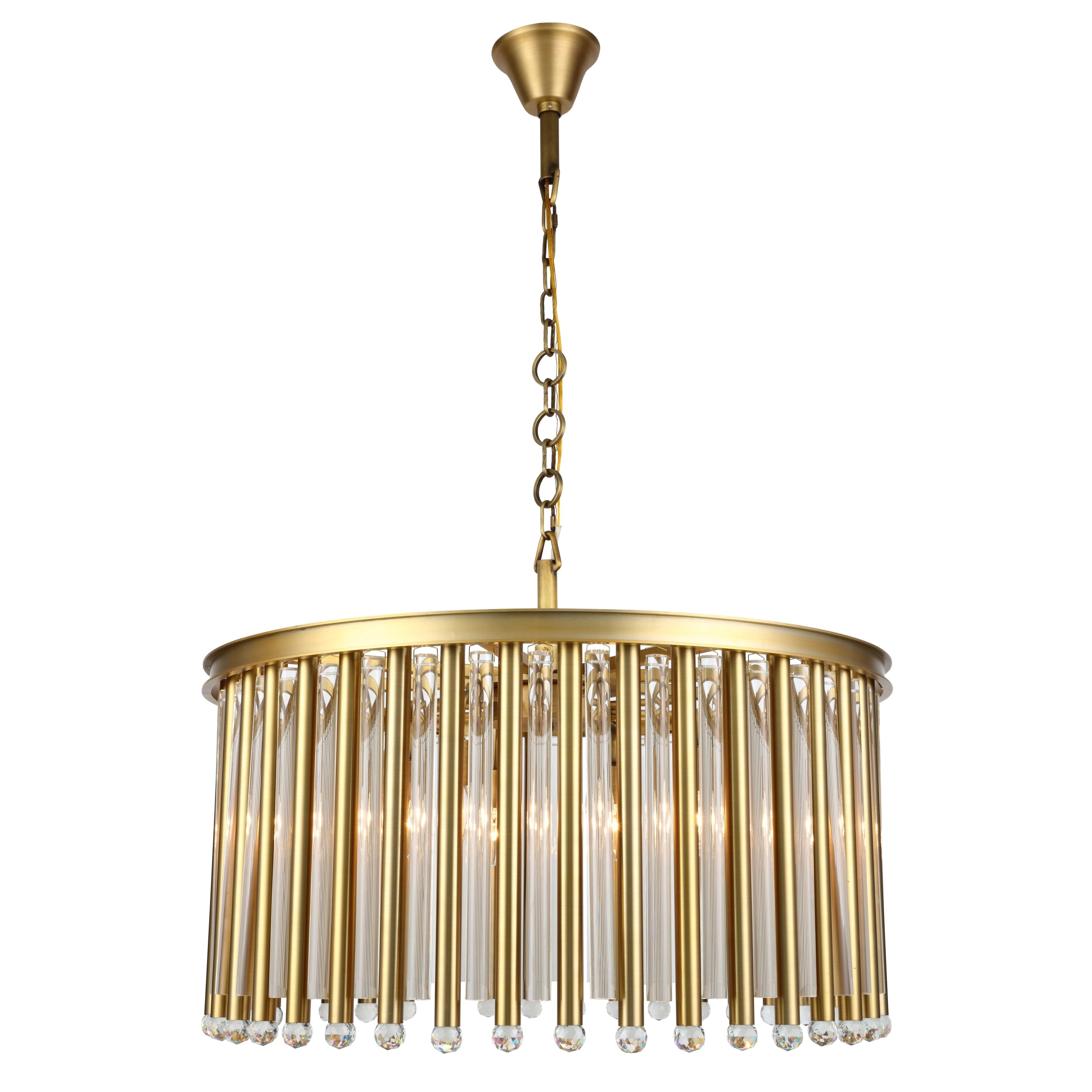 Royce Edge 8-Light Burnished Brass Chandelier - burnished brass (royal cut clear crystals) (burnished brass (royal cut clear crystals)) - Chandeliers For Bedrooms by Overstock.com