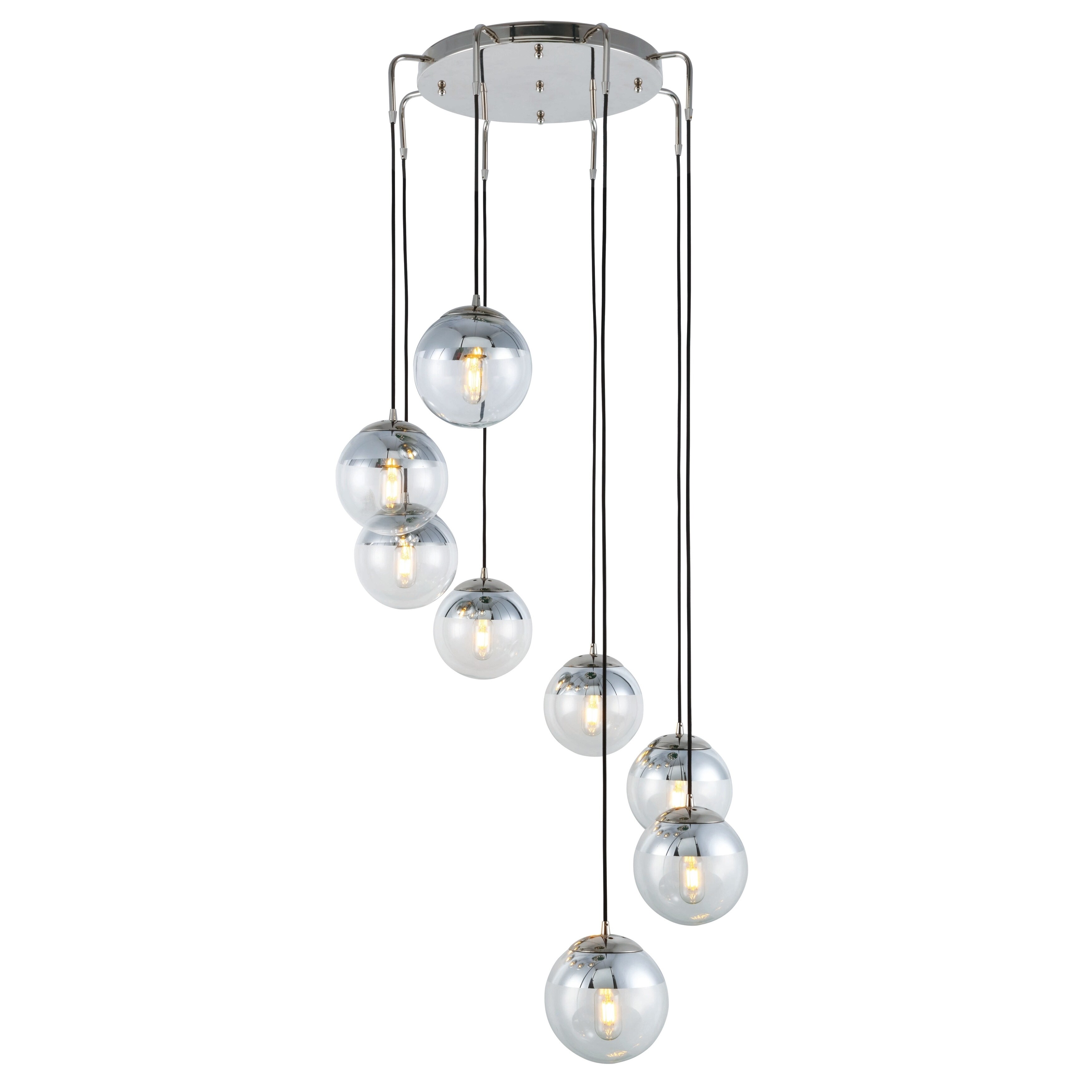 Royce Edge 8-Light Polished Nickel Chandelier (Polished Nickel) - Chandeliers For Bedrooms by Overstock.com
