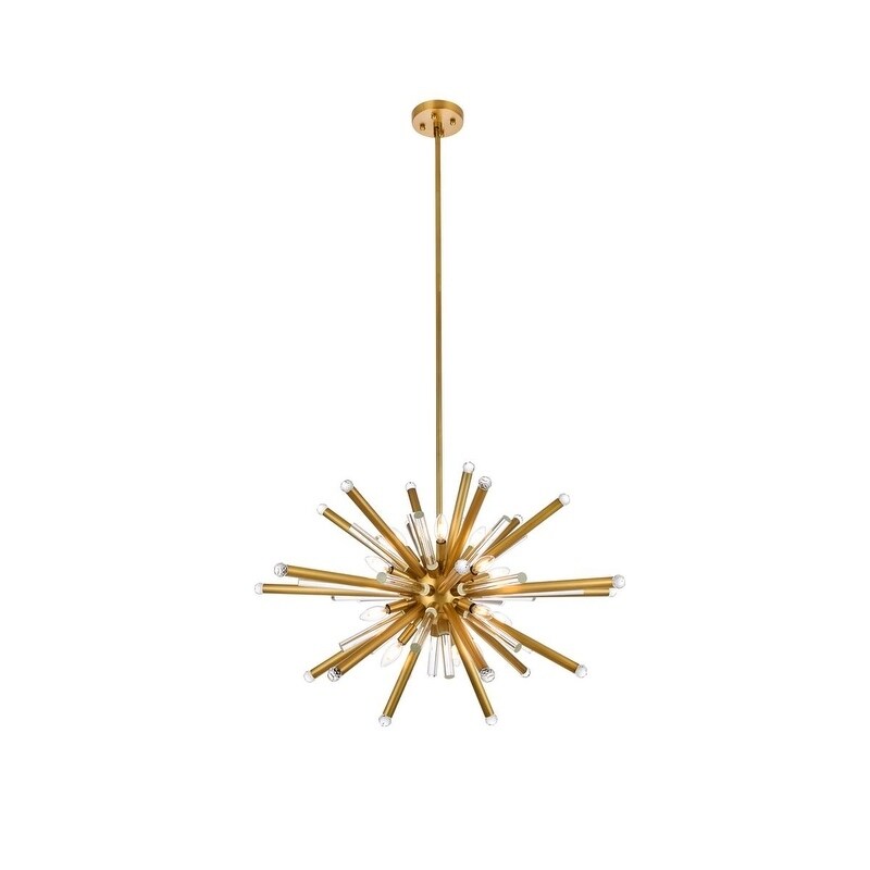 Royce Edge 14-Light Burnished Brass Chandelier (burnished brass (royal cut clear crystals)) - Chandeliers For Bedrooms by Overstock.com