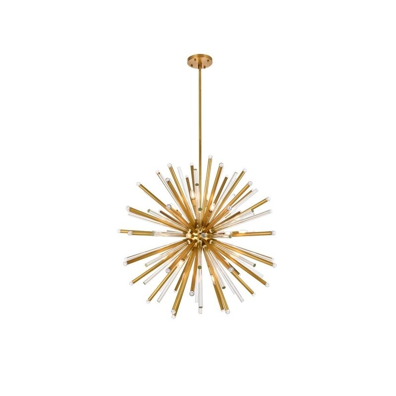 Royce Edge 21-Light Burnished Brass Chandelier - burnished brass (royal cut clear crystals) (burnished brass (royal cut clear crystals)) - Chandeliers For Bedrooms by Overstock.com