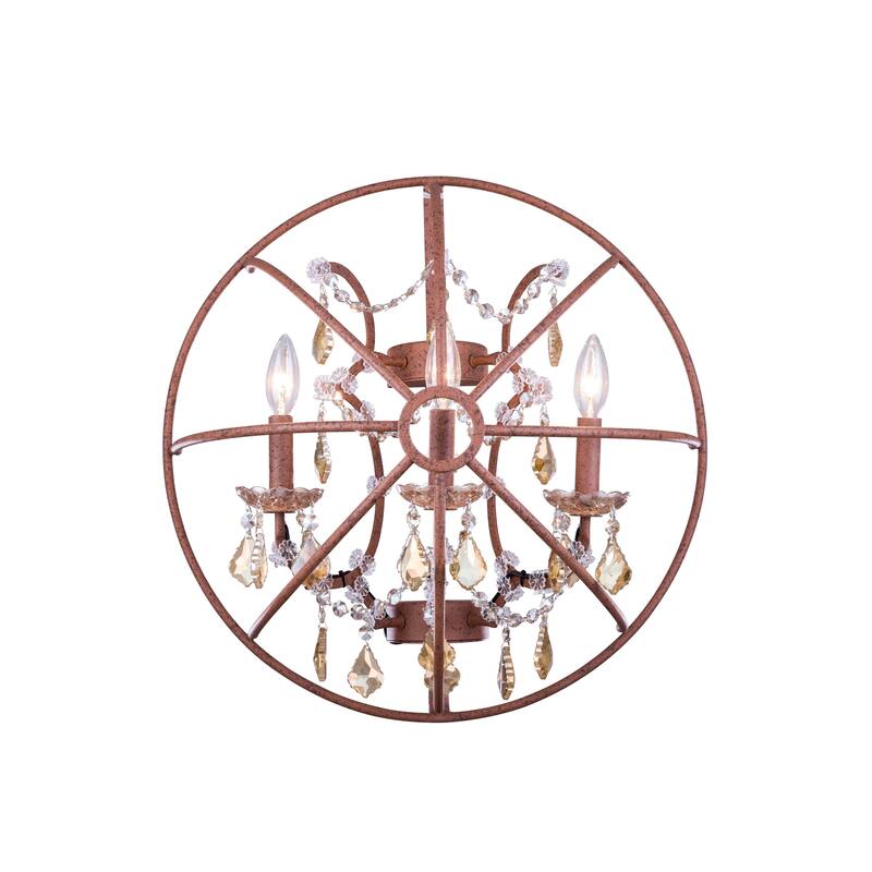 Royce Edge 3-Light Rustic Intent Wall Sconce - rustic intent (royal cut golden teak crystals)