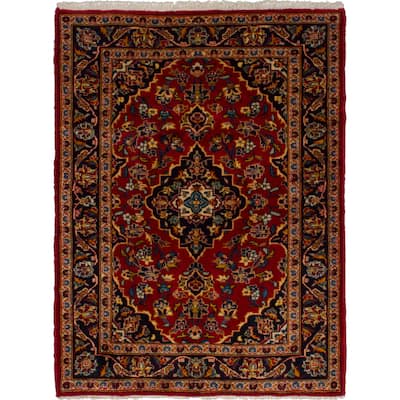 eCarpetGallery Hand-knotted Kashan Red Wool Rug (3'4 x 4'6)