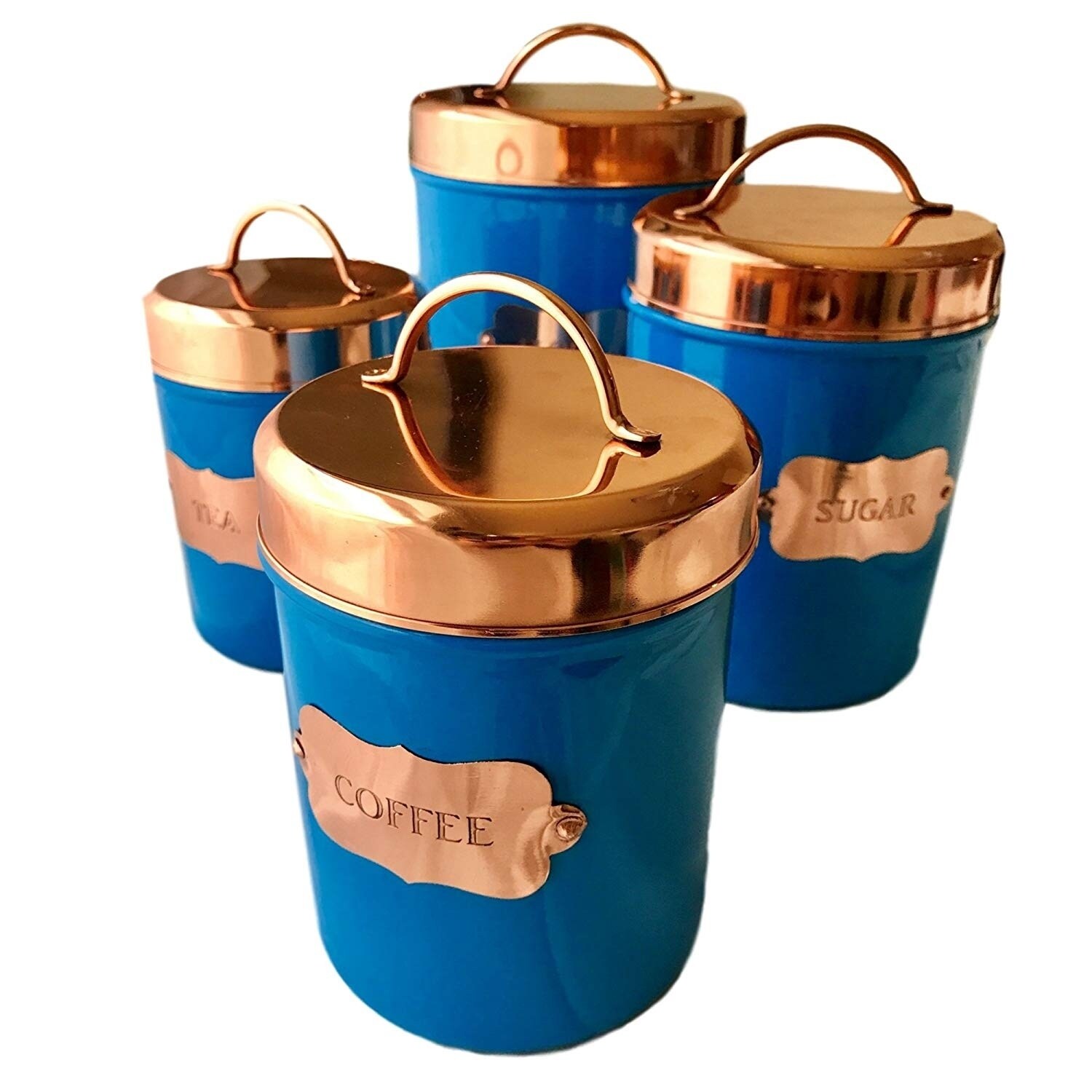 Copper Kitchen Food Canister Set of 4 by Kauri Design - Bed Bath & Beyond -  20229173