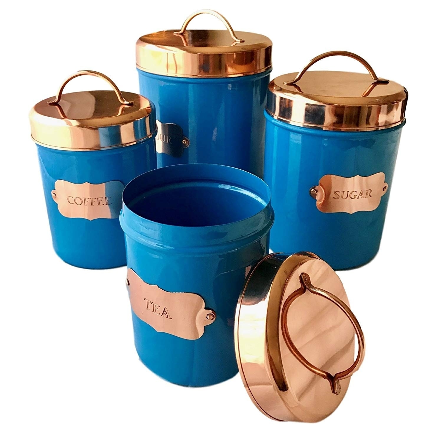 Copper Kitchen Food Canister Set of 4 by Kauri Design - Bed Bath & Beyond -  20229173