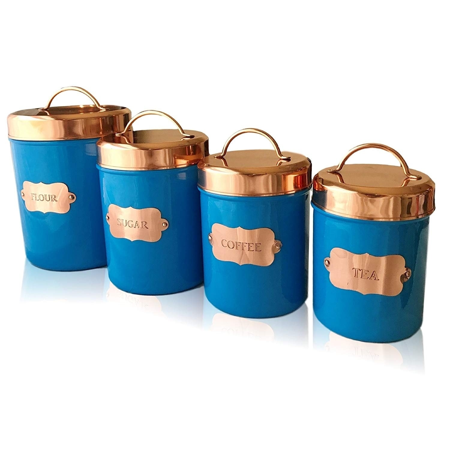 Copper Kitchen Food Canister Set of 4 by Kauri Design - Bed Bath & Beyond -  20229173